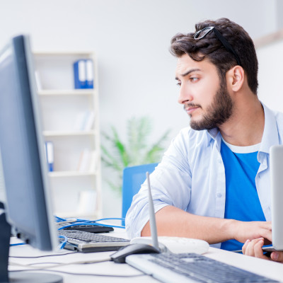 Woman at a computer