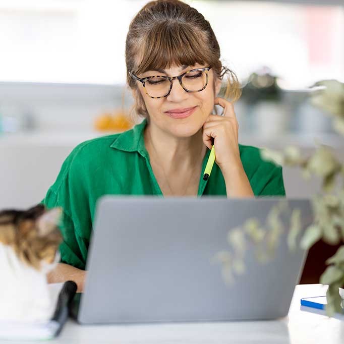 Woman at computer Woman at computer