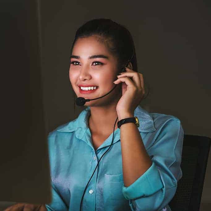 Woman using headset Woman using headset