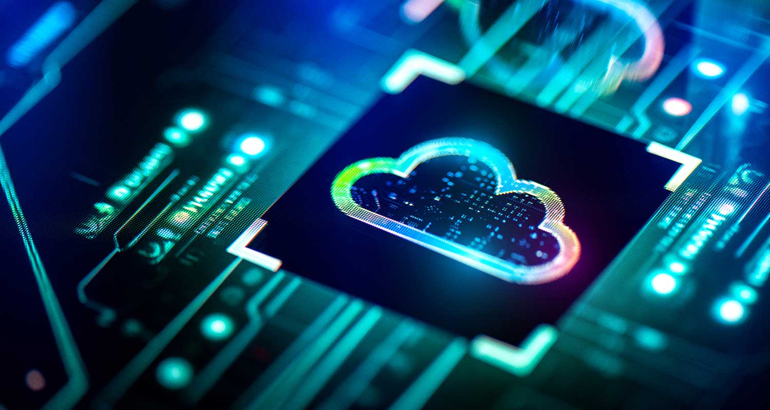 A cloud logo on a computer chip